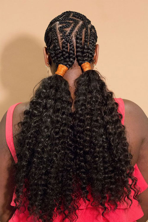 Zigzag braid with curly finish